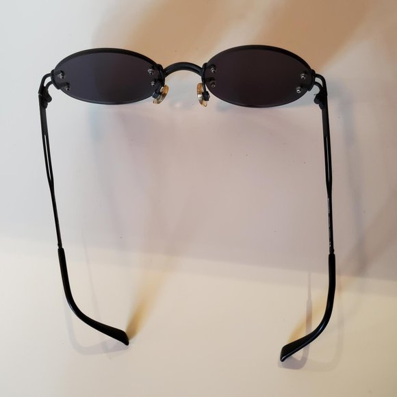 Moschino Vintage 90s Persol Small Oval Rimless Sunglasses Black Grey - Picture 8 of 16